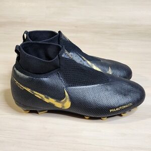 Nike Phantom VSN Elite DF FG/MG Jr Soccer Cleats Black Gold AO3289-077 Size 5 Y